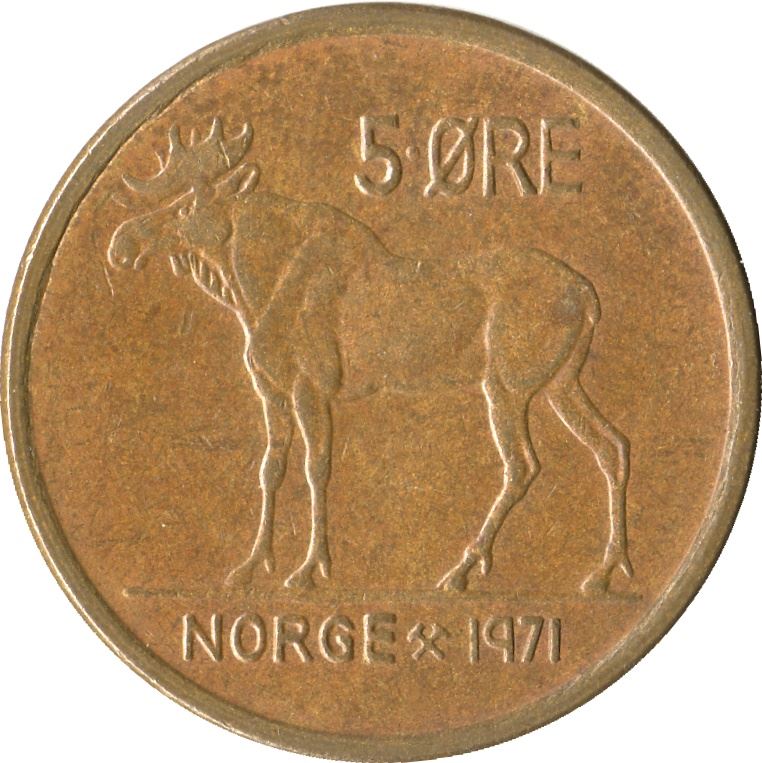 Norway 5 Øre - Olav V Coin KM405 1958 - 1973