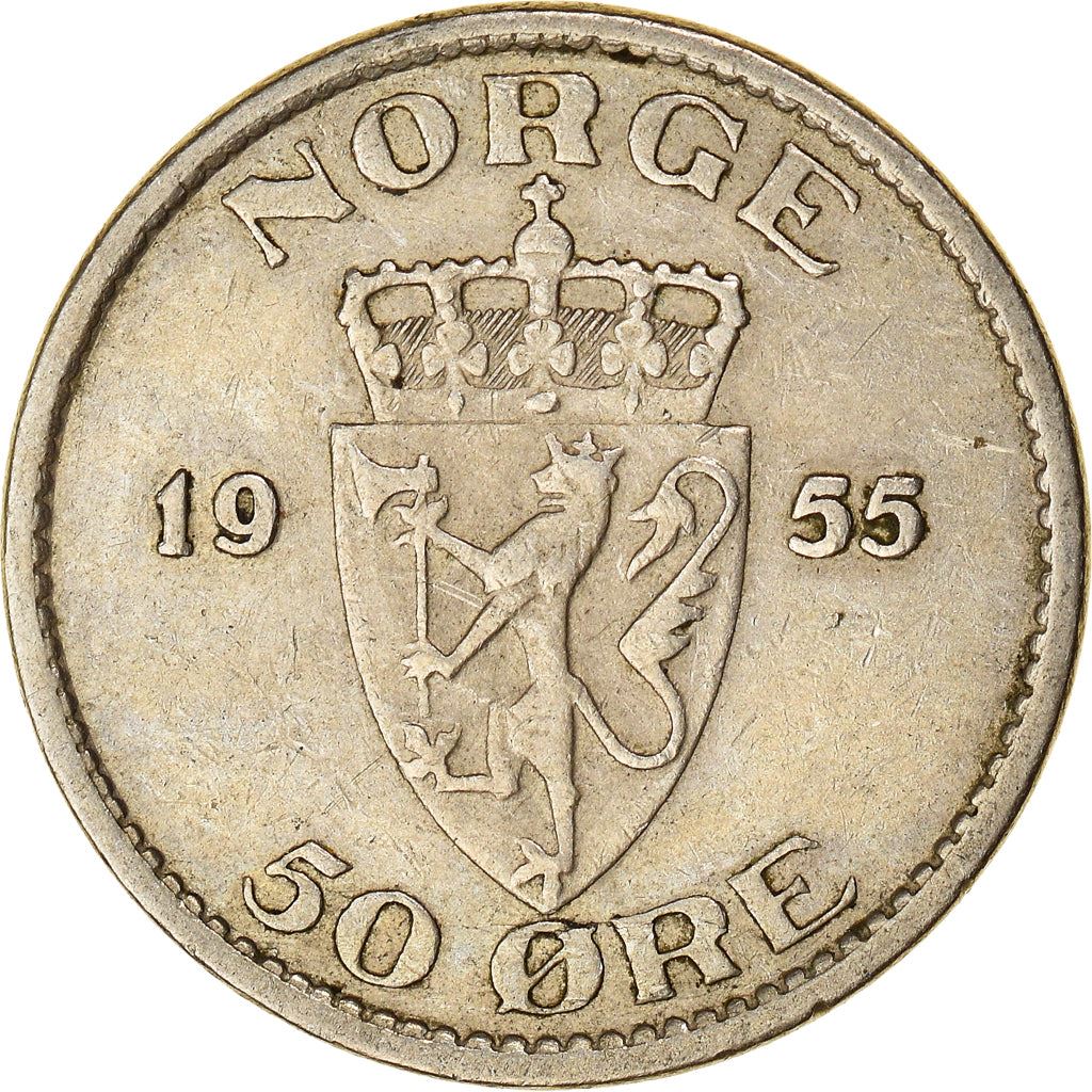 Norway | 50 Ore Coin | Haakon VII | KM402 |1953 - 1957