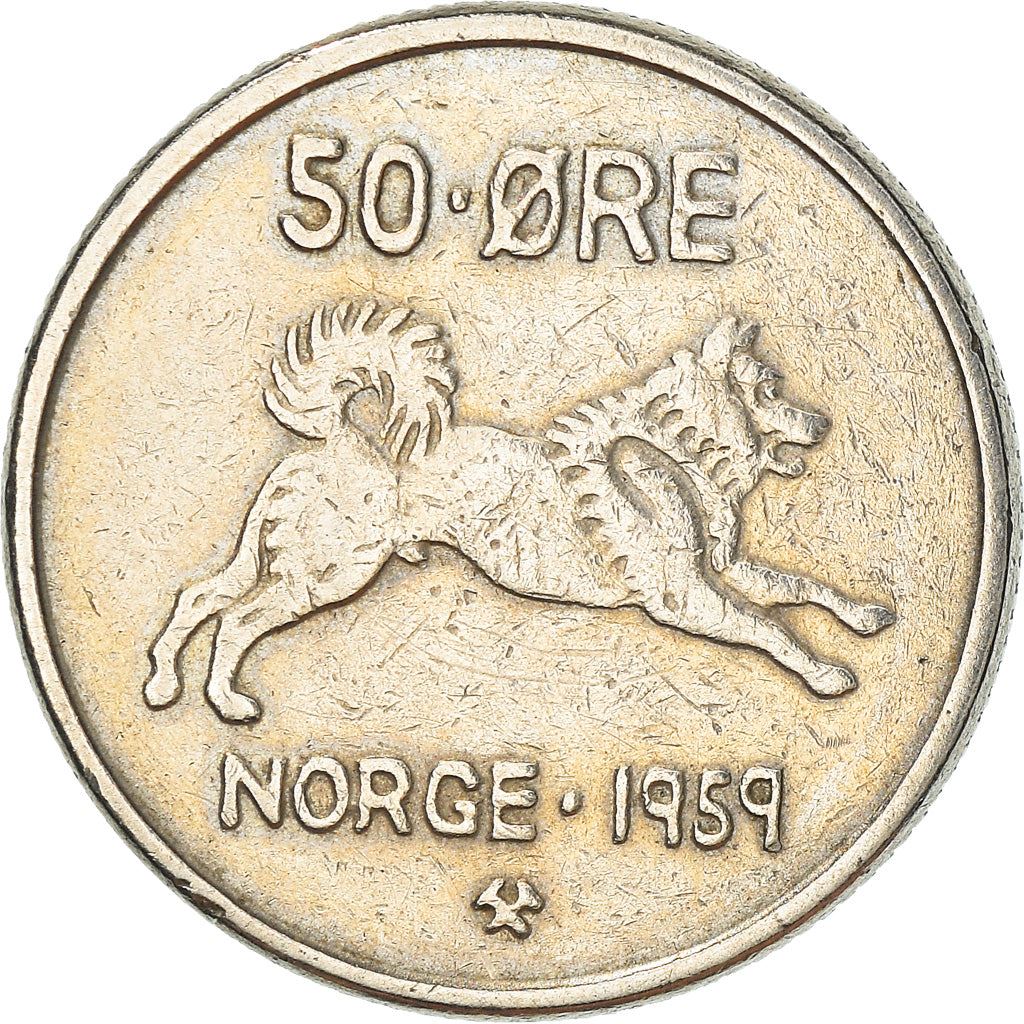 Norway 50 Øre - Olav V Coin KM408 1958 - 1973