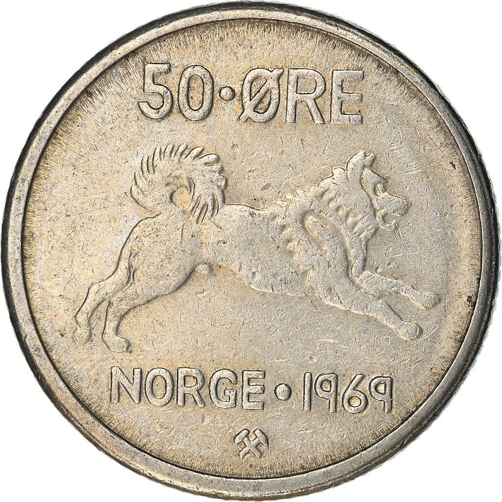 Norway 50 Øre - Olav V Coin KM408 1958 - 1973