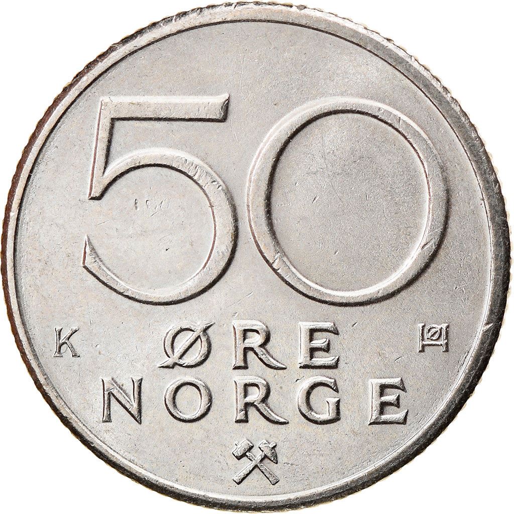 Norway 50 Øre - Olav V Coin KM418 1974 - 1996