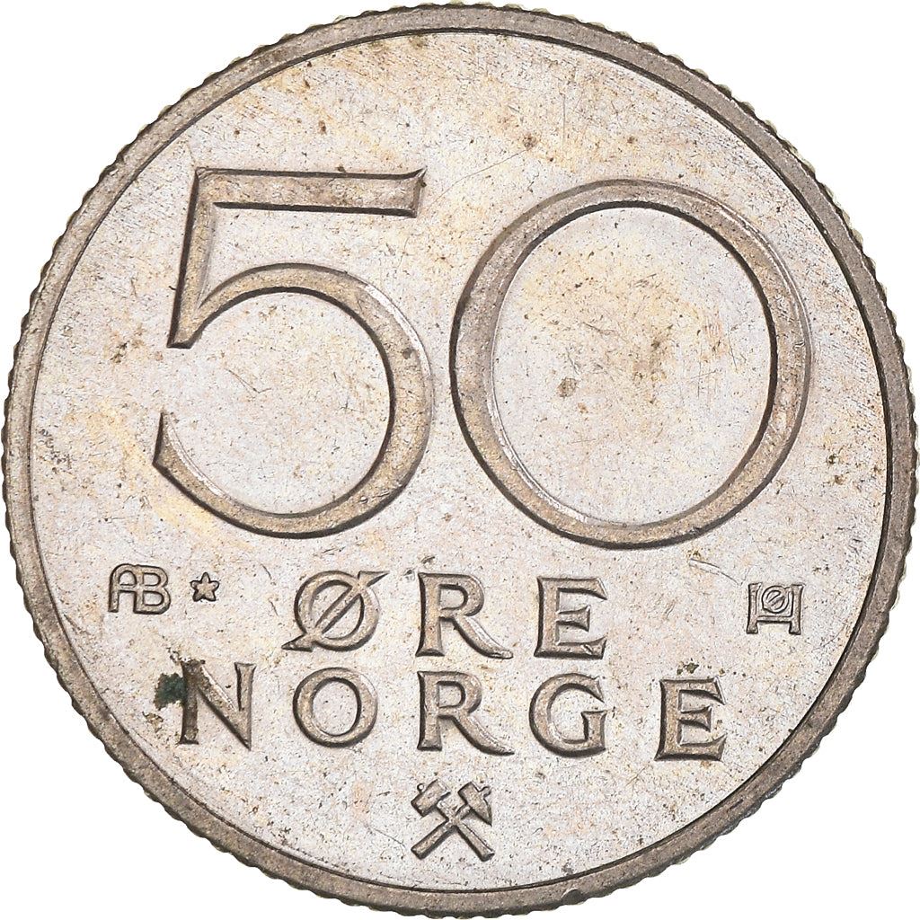 Norway 50 Øre - Olav V Coin KM418 1974 - 1996