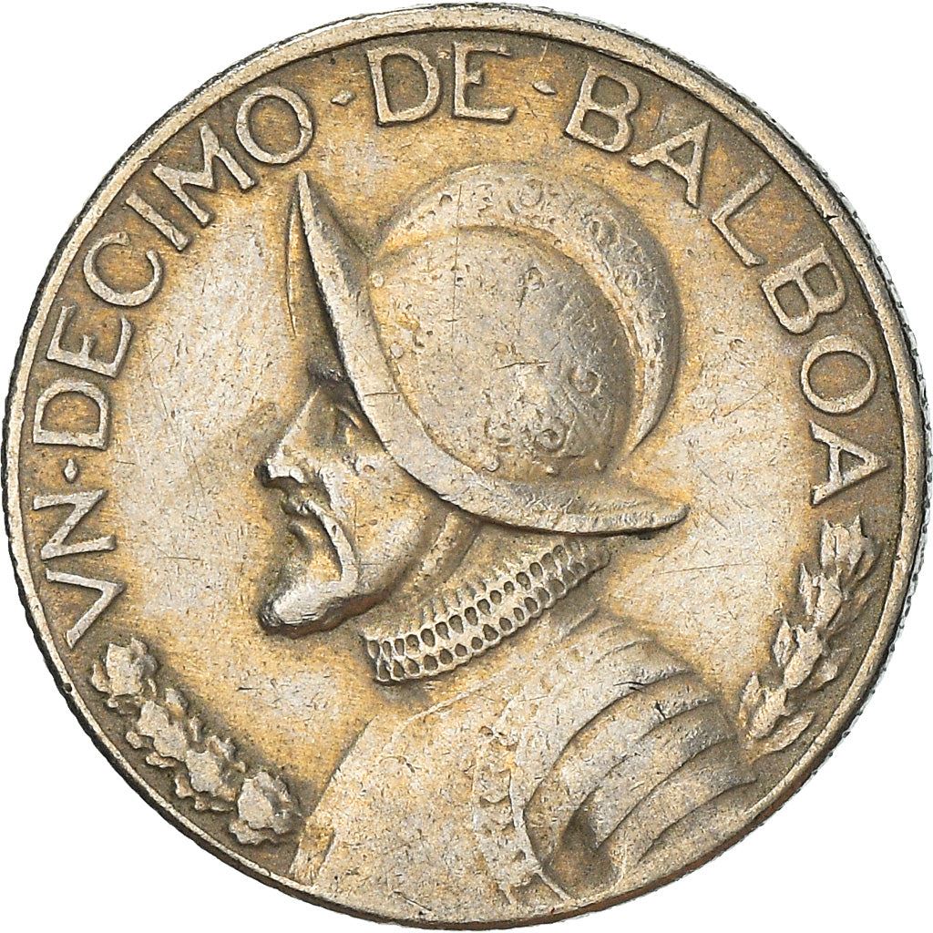 Panama 1/10 Balboa Coin | Vasco Nunez de Balboa | KM10 | 1966 - 1993