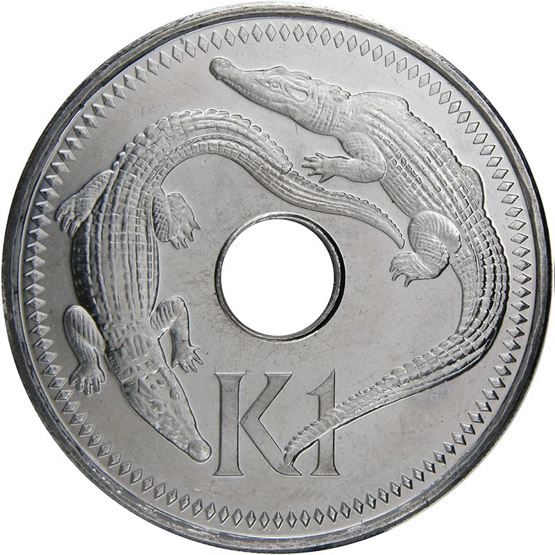 Papua New Guinea 1 Kina Coin | Elizabeth II | Crocodile | KM6a | 2002 - 2004