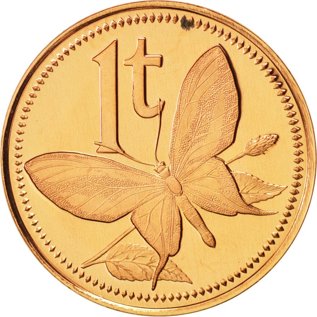 Papua New Guinea Coin Papua New Guinean 1 Toea | Elizabeth II | Paradise Birdwing Butterfly | KM1 | 1975 - 2004