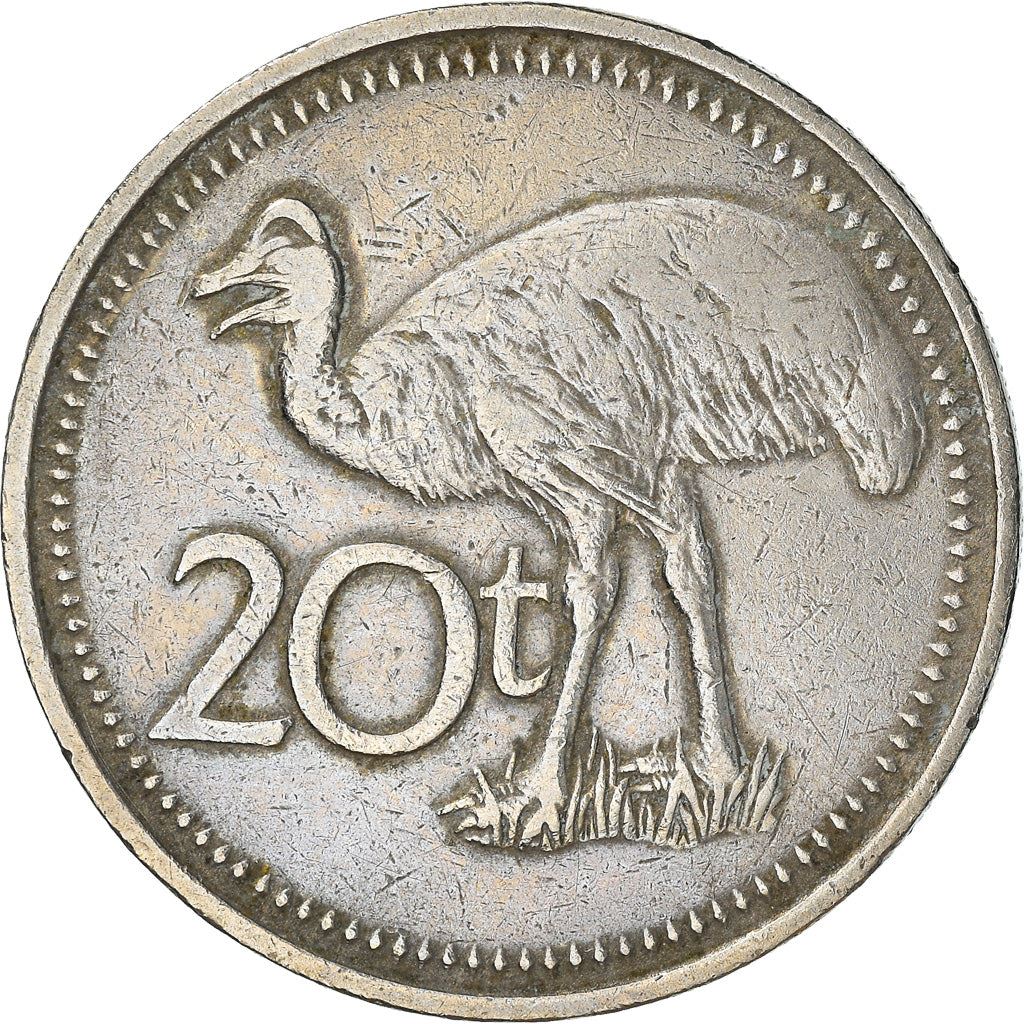 Papua New Guinea Coin Papua New Guinean | 20 Toea | Elizabeth II | Dwarf Cassowary | KM5 | 1975 - 1999