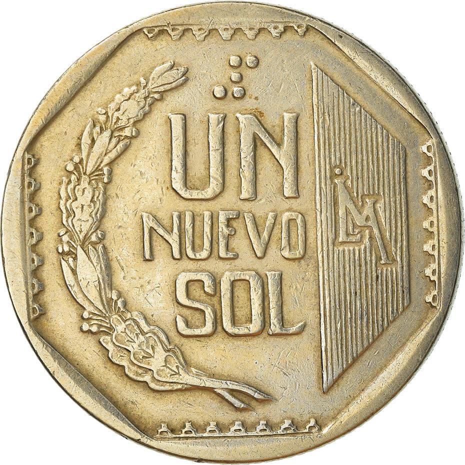 Peru 1 Nuevo Sol 1st type | Wreath Coin | KM308 | 1991 - 2000