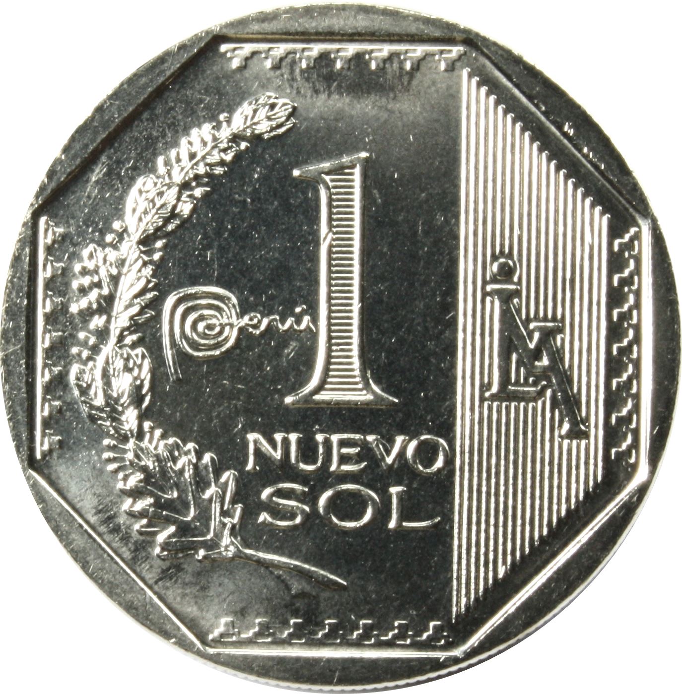 Peru | 1 Nuevo Sol Coin | 2nd type | Wreath | KM366 | 2012 - 2015