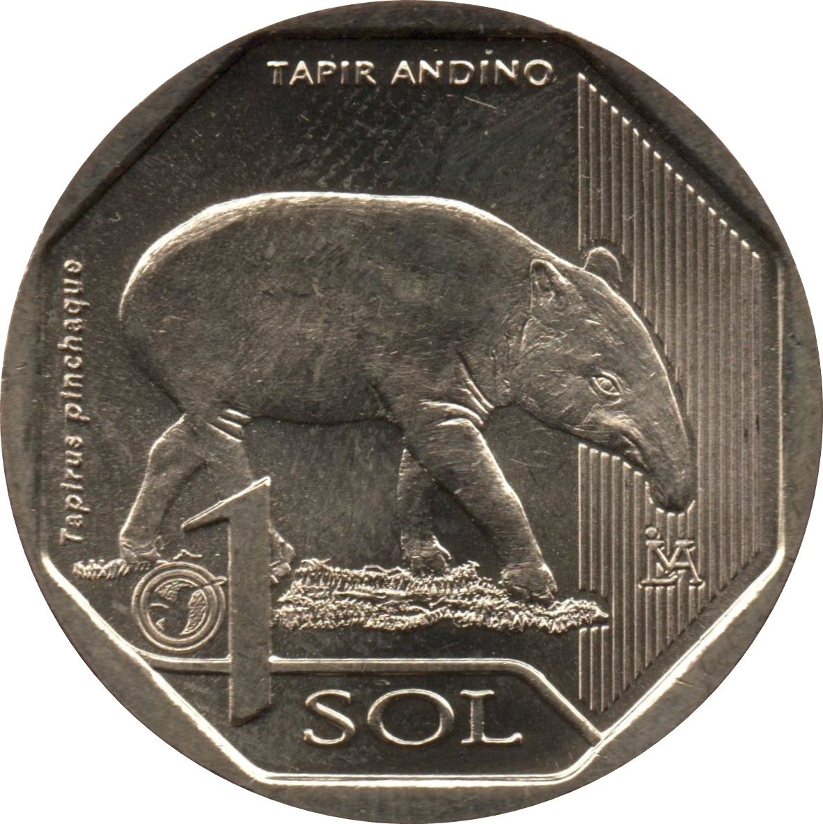 Peru | 1 Sol Coin | Mountain Tapir | KM409 | 2018