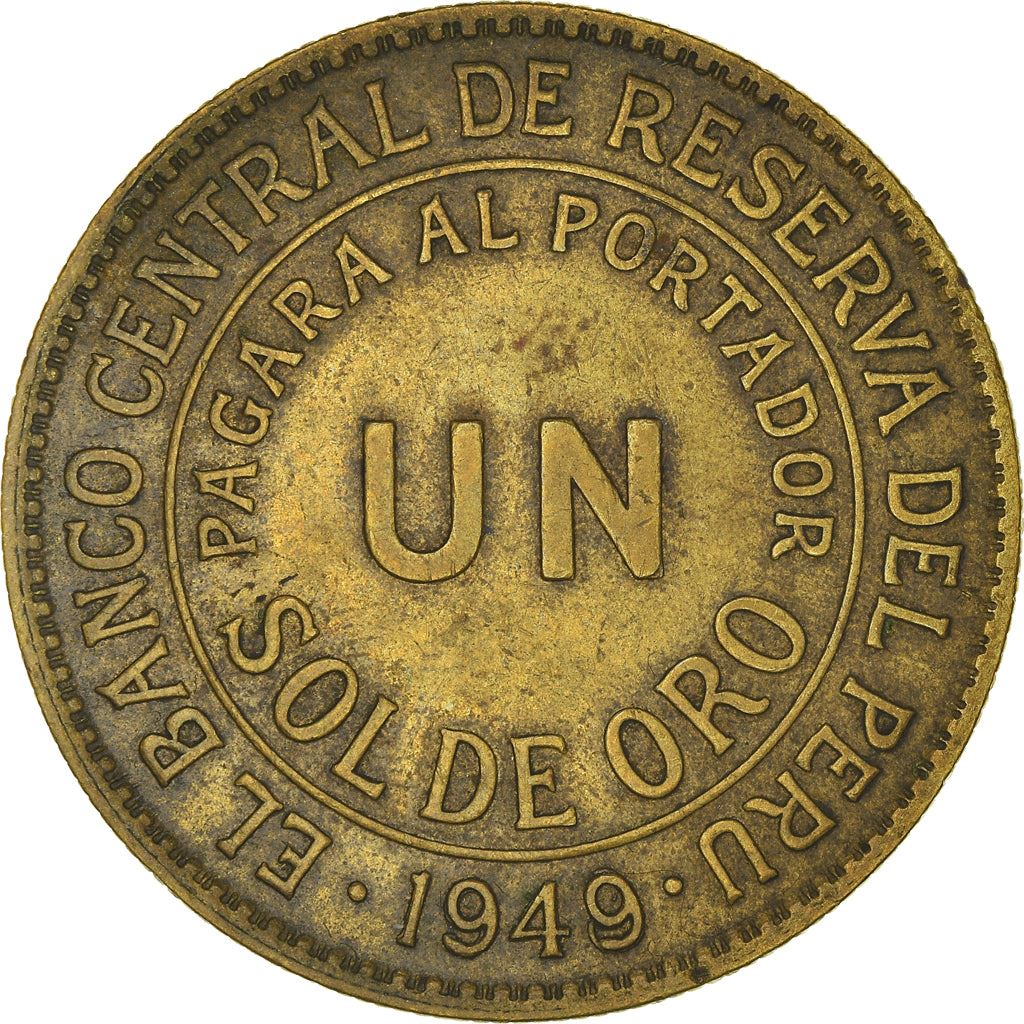 Peru 1 Sol de Oro Coin | Peru Emblem | KM222 | 1943 - 1965