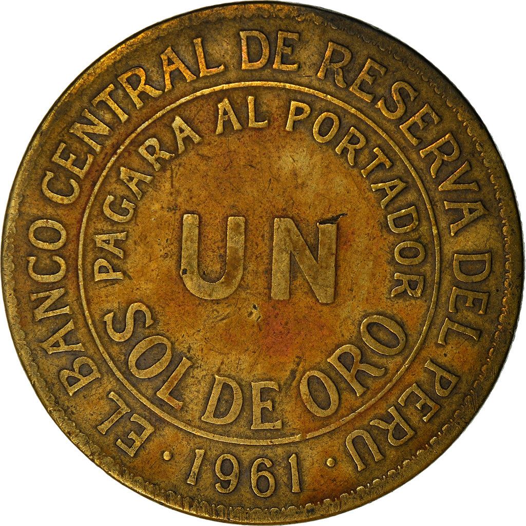 Peru 1 Sol de Oro Coin | Peru Emblem | KM222 | 1943 - 1965