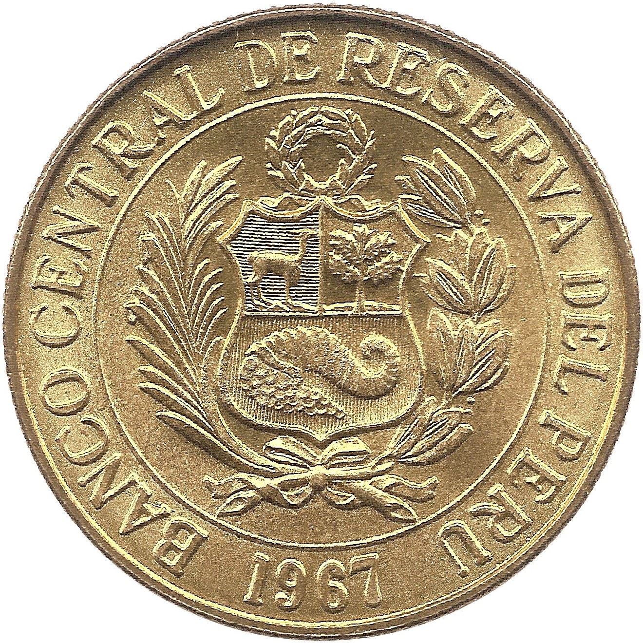 Peru 1 Sol de Oro Coin | Shield | Vicuna | KM248 | 1966 - 1975