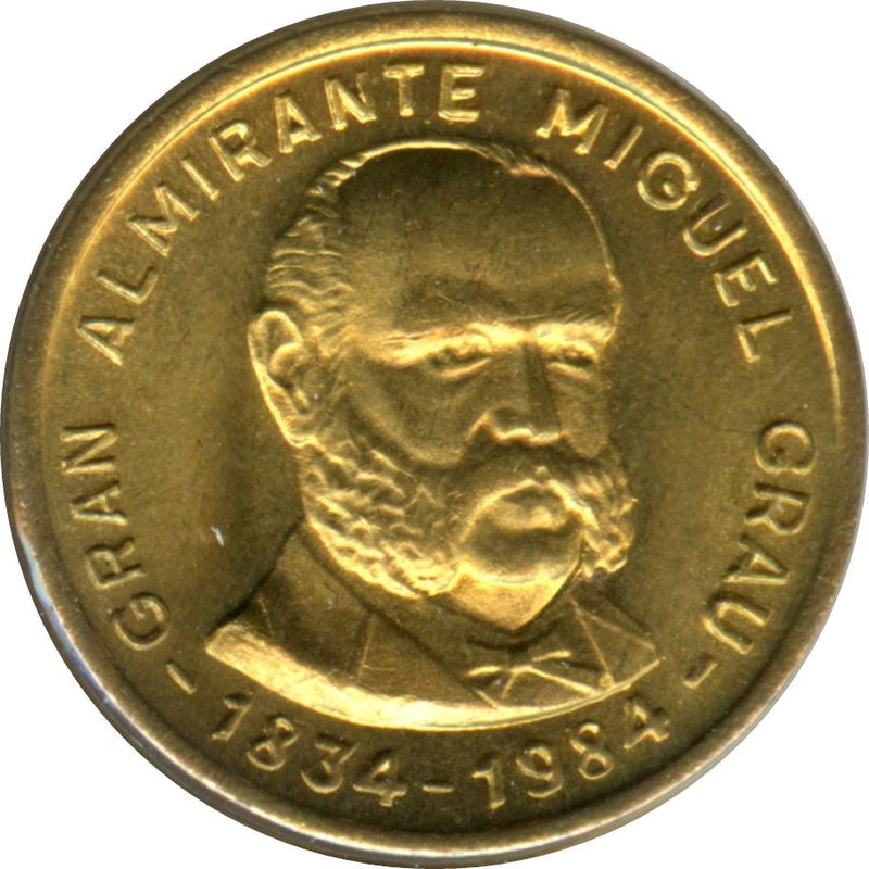 Peru | 100 Soles de Oro Coin | Miguel Grau | KM288 | 1984