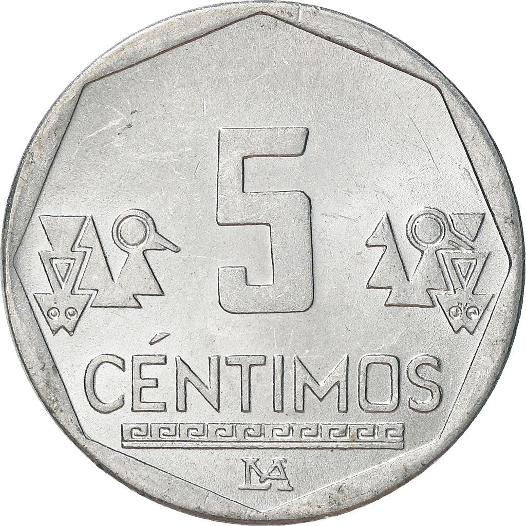 Peru 5 Centimos Coin | Shield of Peru | KM304.4a | 2007 - 2018