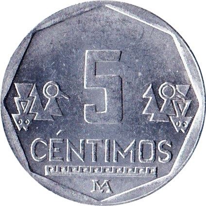 Peru 5 Centimos Coin | Shield of Peru | KM304.4a | 2007 - 2018