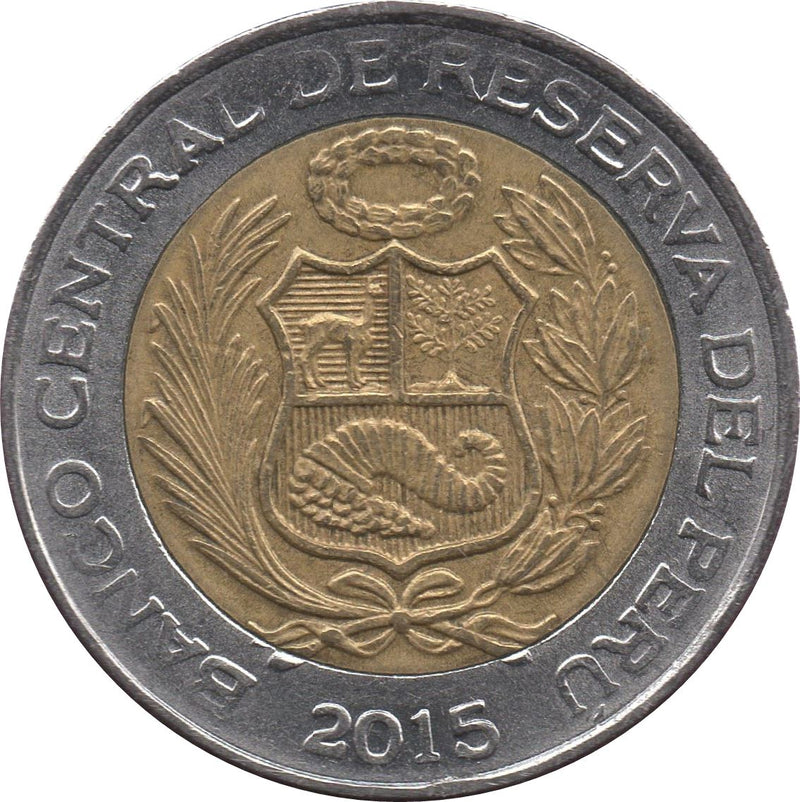 Peru 5 Nuevos Soles 2nd type | Condor Coin | KM344 | 2010 - 2015