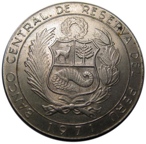 Peru | 5 Soles de Oro Coin | Independence | Tupac Amaru | KM254 | 1971