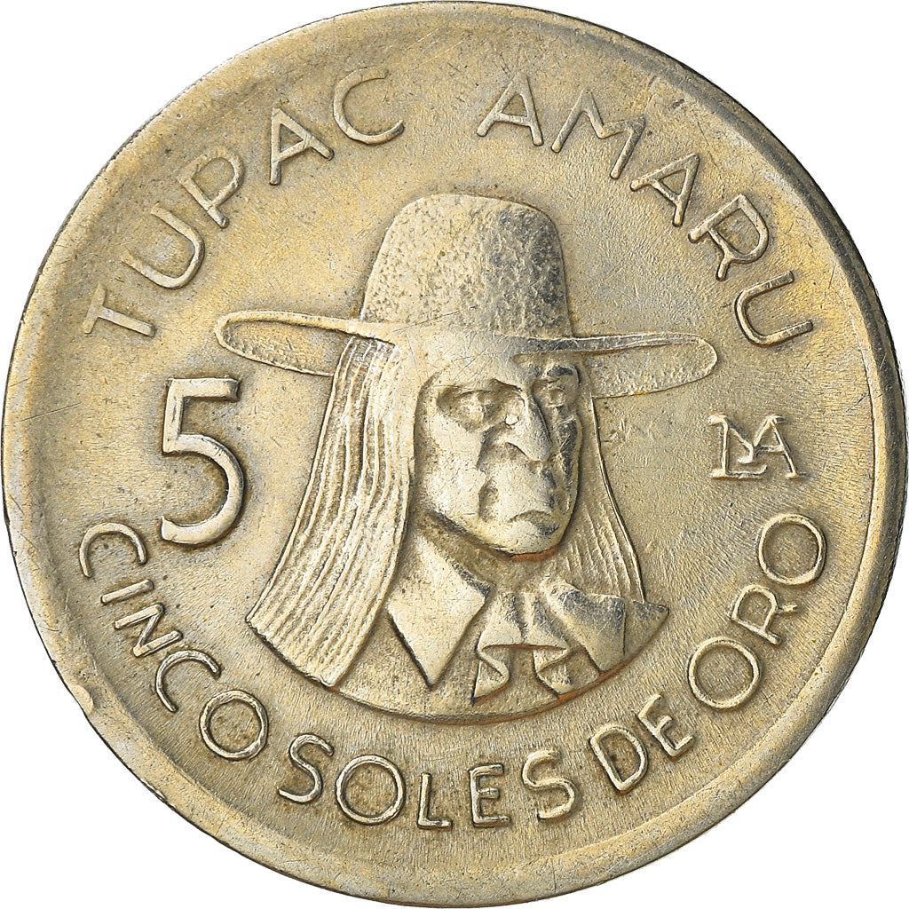 Peru 5 Soles de Oro Coin | Tupac Amaru | KM267 | 1975 - 1977