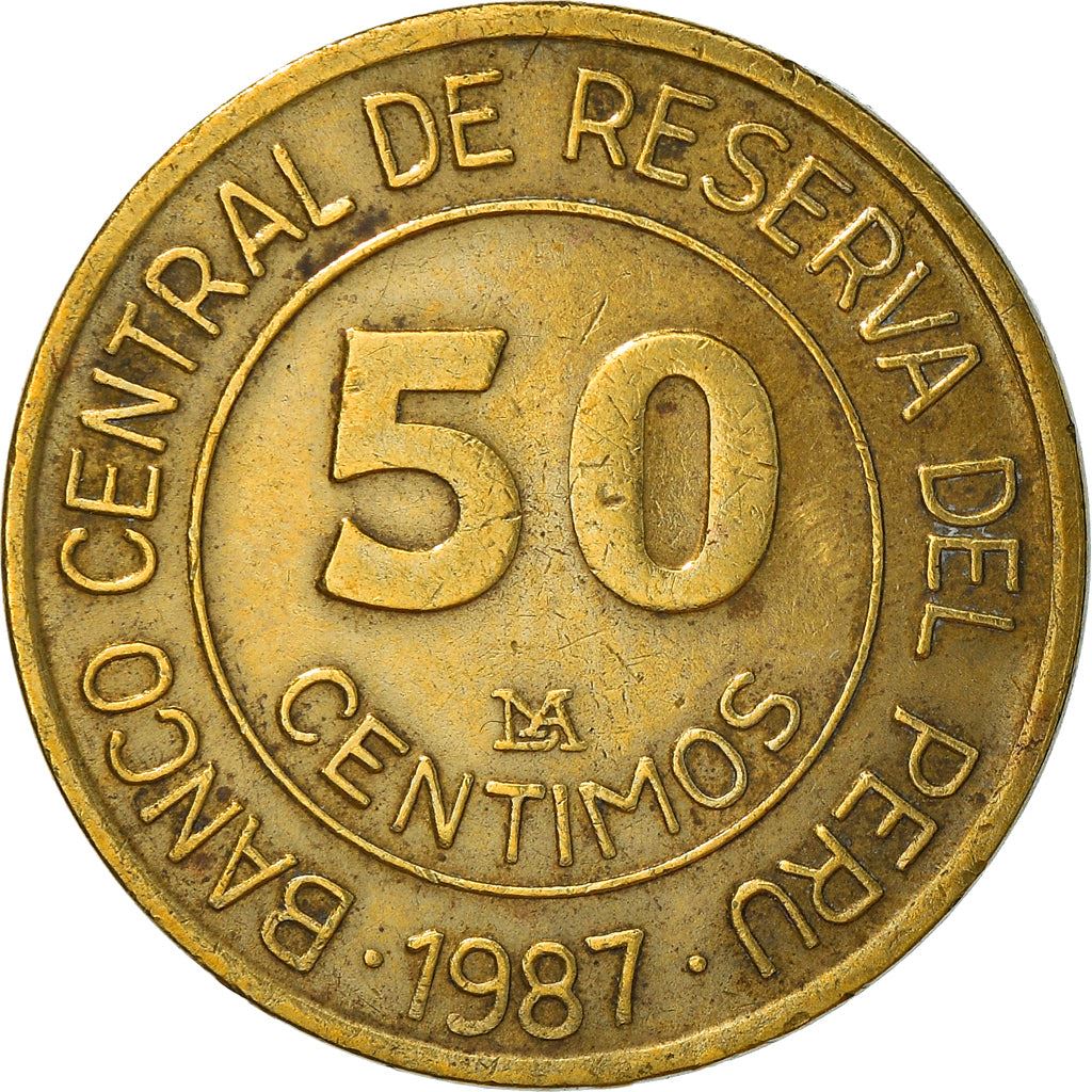 Peru 50 Centimos Coin | Miguel Grau | KM295 | 1985 - 1988