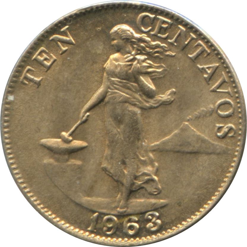 Philippines 10 Centavos Coin | KM188 | 1958 - 1966