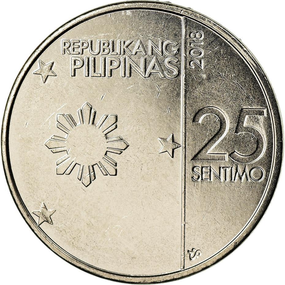 Philippines 25 Sentimo New Generation Currency Coin KM299 2017 - 2019