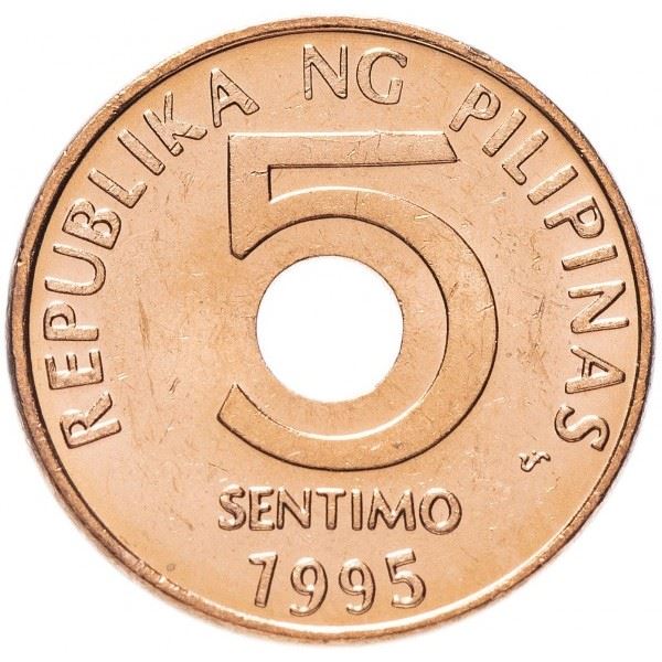 Philippines 5 Sentimo Coin KM268 1995 - 2017