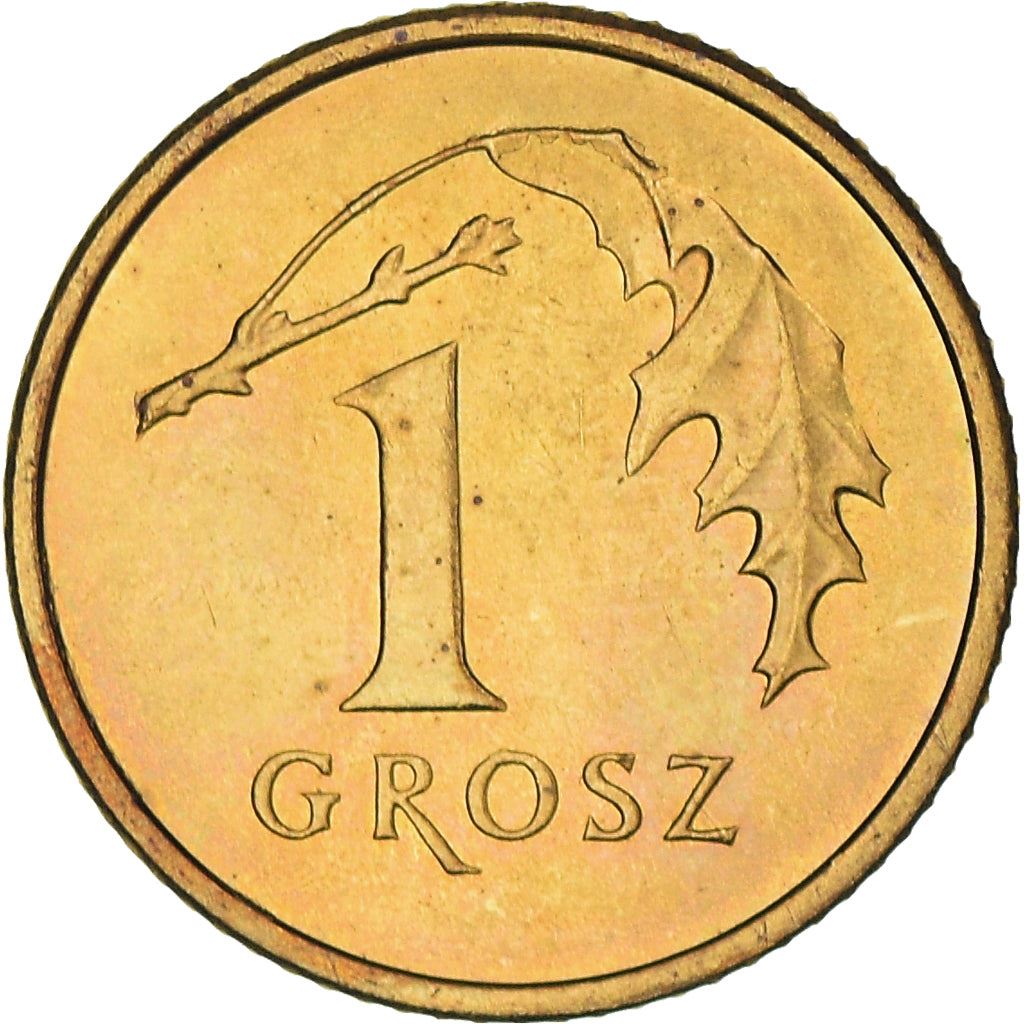 Poland | 1 Grosz Coin | Oak Leaves | Polish White Eagle | KM276 | 1990 - 2014