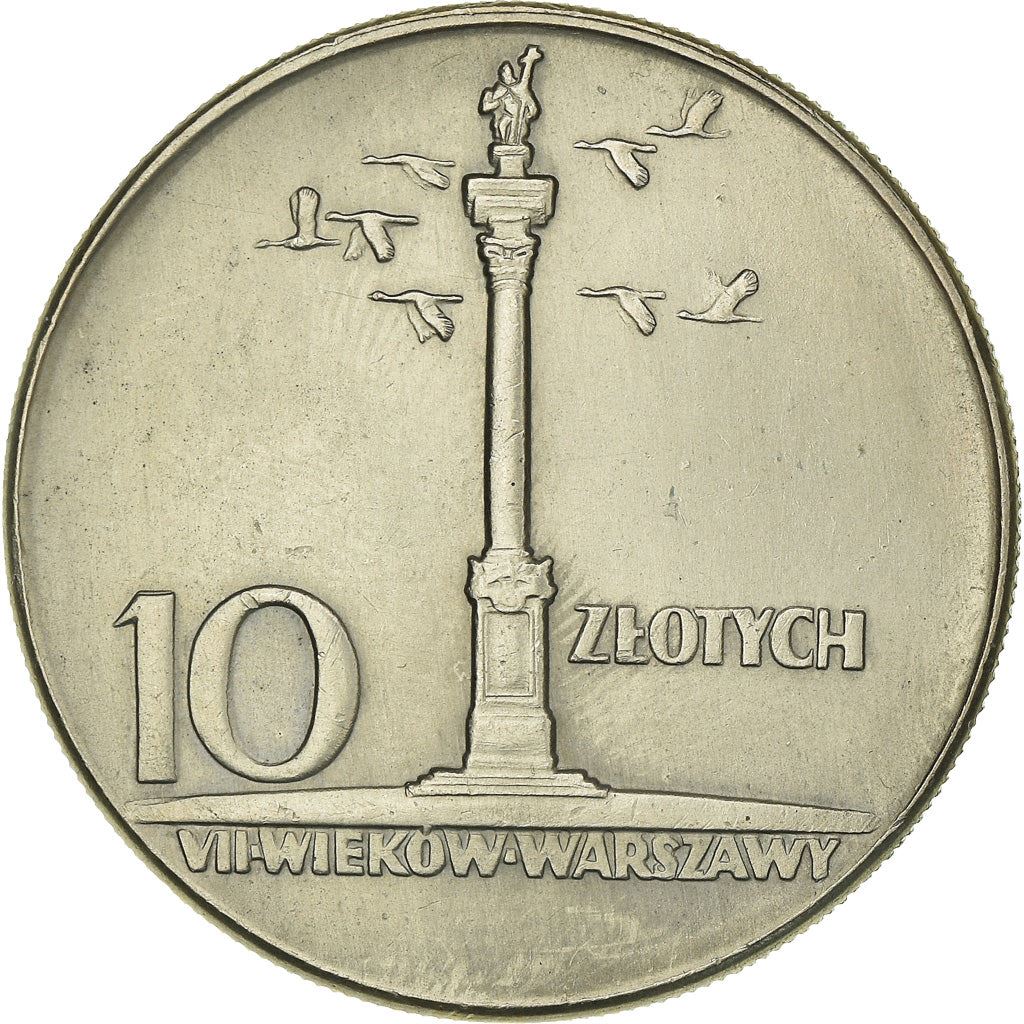 Poland | 10 Złotych Coin | Anniversary of Warsaw | Sigismund Pillar | Eagle | KM55 | 1965