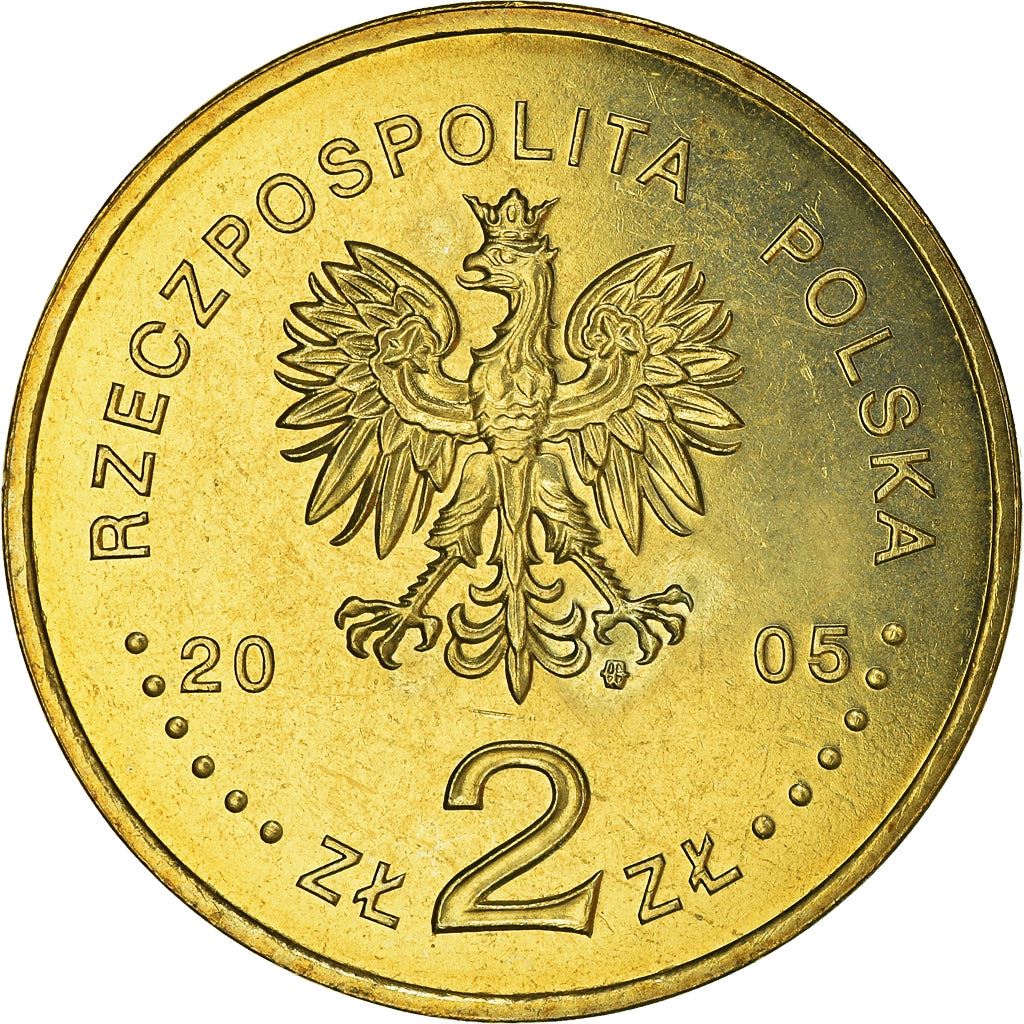 Poland | 2 Złote Coin | Expo 2005 | Cranes | Mount Fuji | Eagle | KM522 | 2005