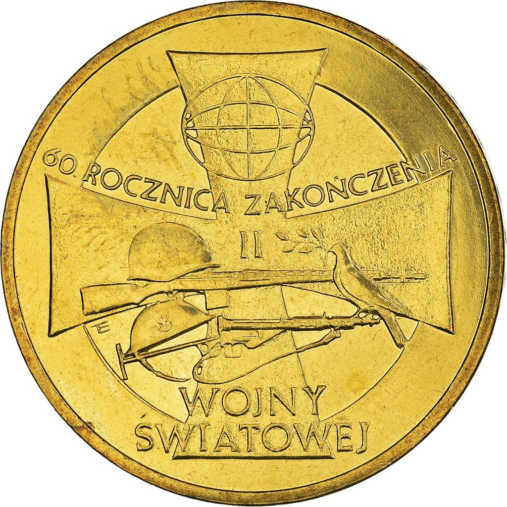 Poland | 2 Złote Coin | World War II | Wepons | Dove | Eagle | KM558 | 2005