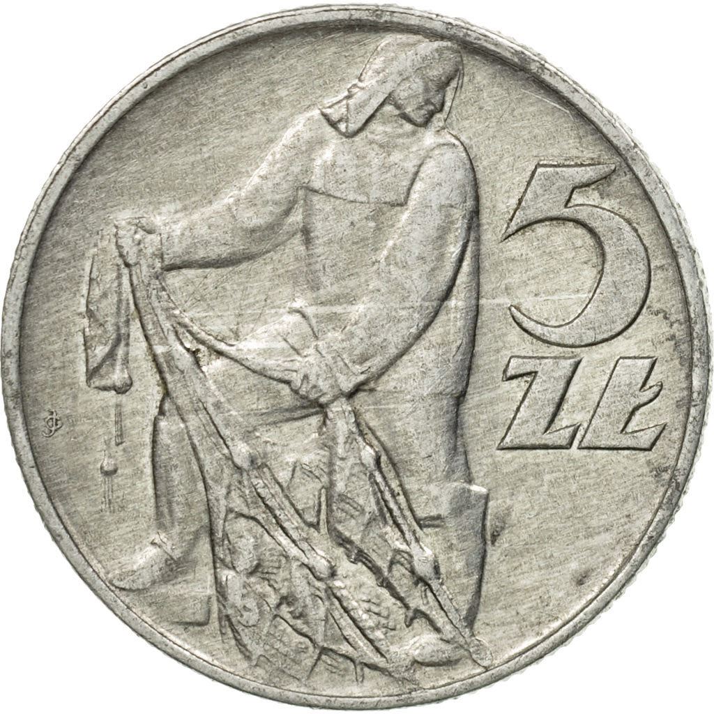 Poland | 5 Zlotych Coin | Fisherman | Eagle | KM47 | 1958 - 1974