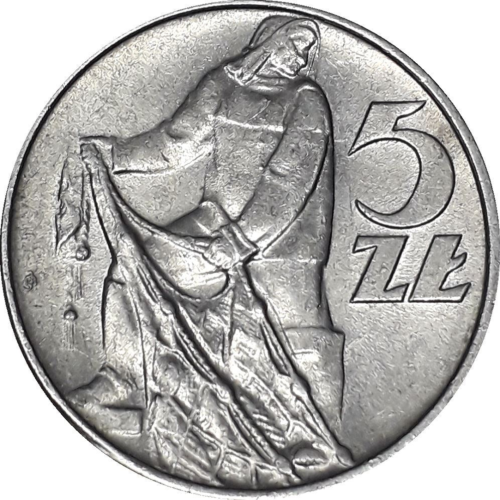 Poland | 5 Zlotych Coin | Fisherman | Eagle | KM47 | 1958 - 1974