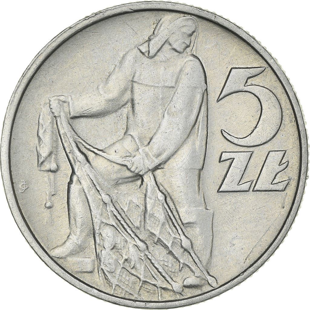 Poland | 5 Zlotych Coin | Fisherman | Eagle | KM47 | 1958 - 1974