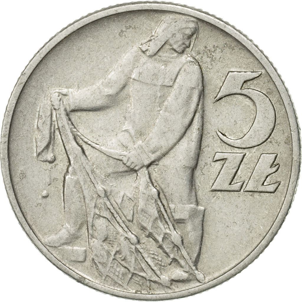 Poland | 5 Zlotych Coin | Fisherman | Eagle | KM47 | 1958 - 1974