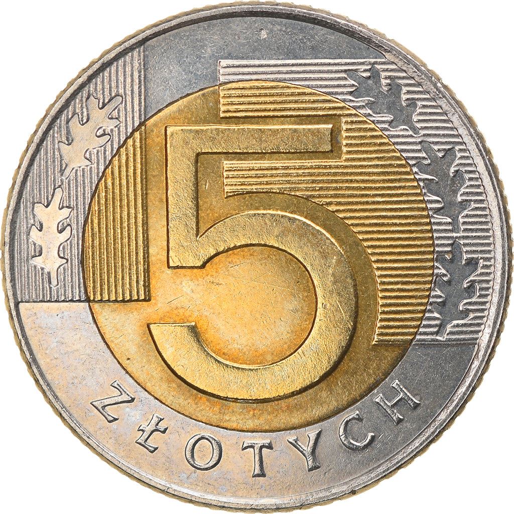 Poland | 5 Złotych Coin | Oak Leaves | Eagle | KM284 | 1994 - 2021