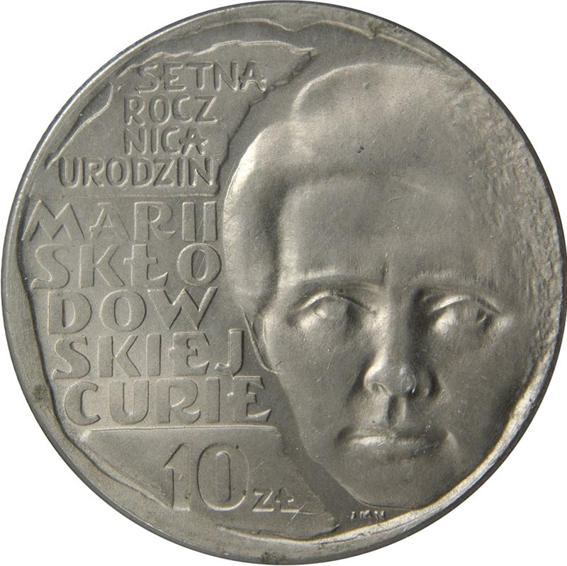 Polish 10 Zlotych Coin | Maria Sklodowska | Marie Curie | Eagle | Poland | 1967