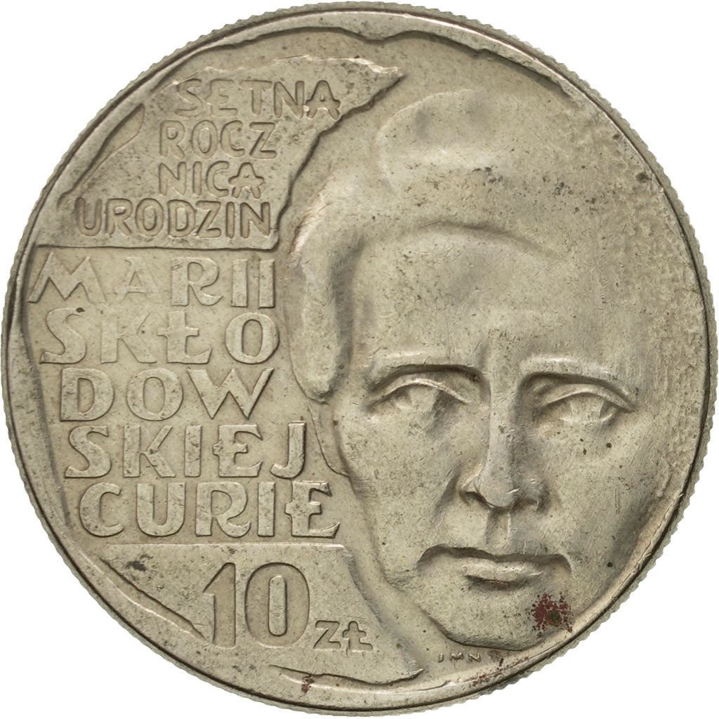 Polish 10 Zlotych Coin | Maria Sklodowska | Marie Curie | Eagle | Poland | 1967