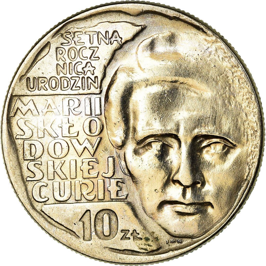 Polish 10 Zlotych Coin | Maria Sklodowska | Marie Curie | Eagle | Poland | 1967