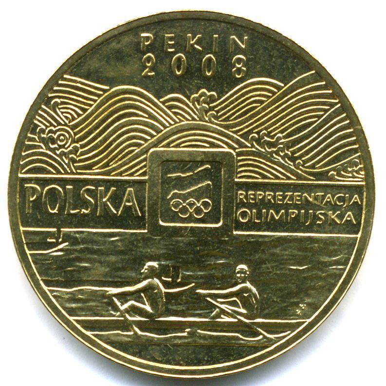 Polish 2 Zlote Coin | Polish Team Beijing | Rowing Boat | Eagle | Poland | 2008