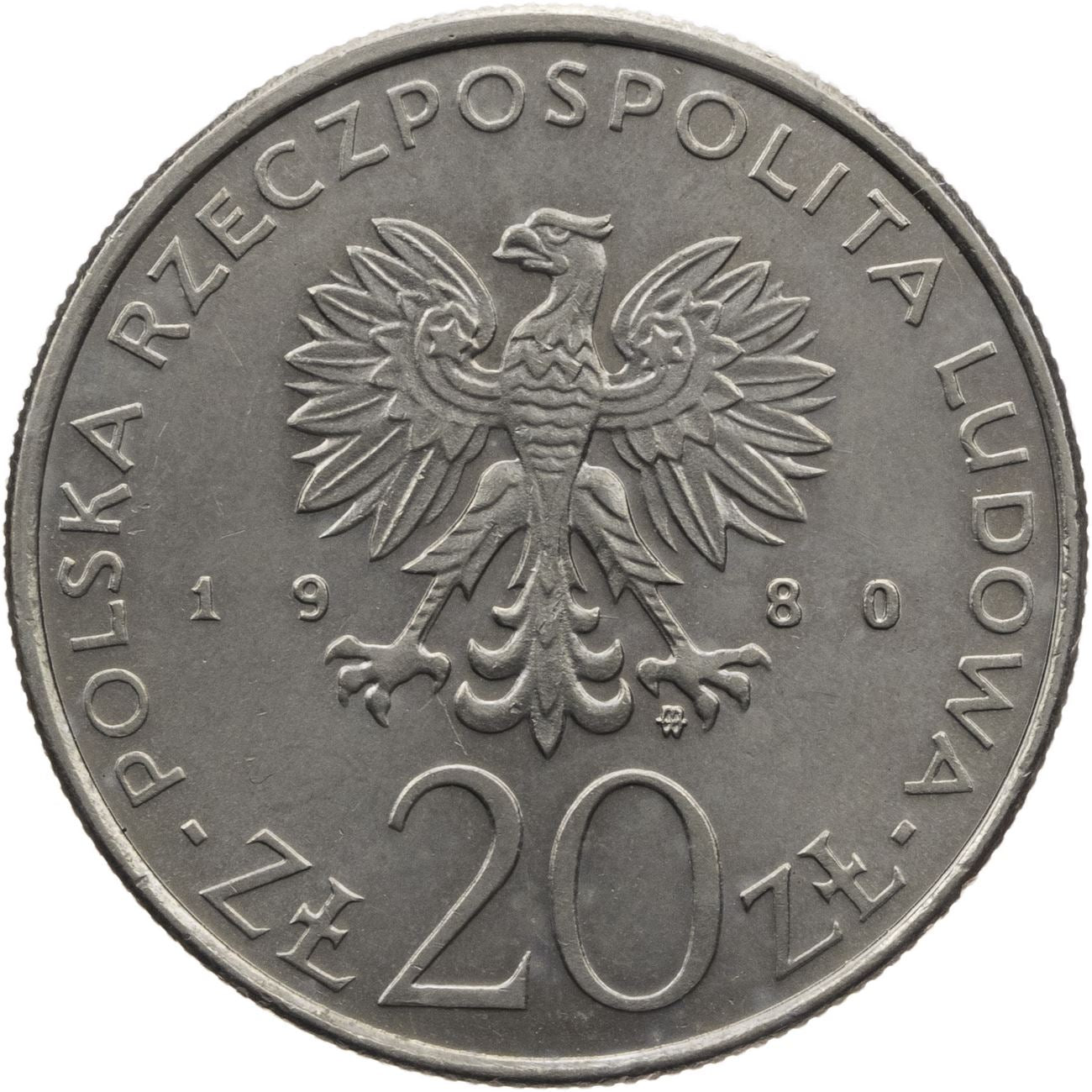 Polish | 20 Zlotych Coin | 1980 Summer Olympics | Eagle | Runners | Poland | 1980