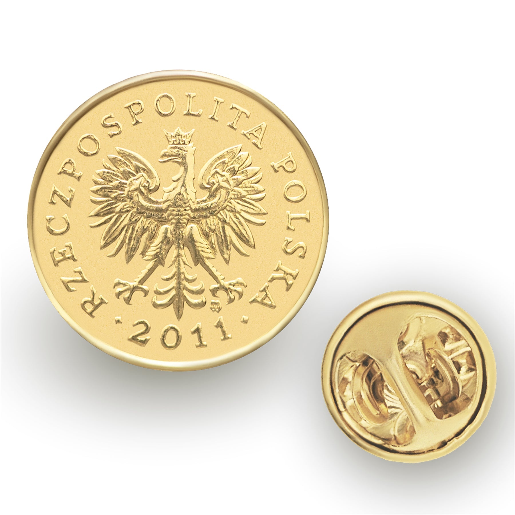 Polish Coin Pin Brooch Badge | Genuine 5 Grosz | 18K Gold Plated | Eagle | Symbol Of Pride