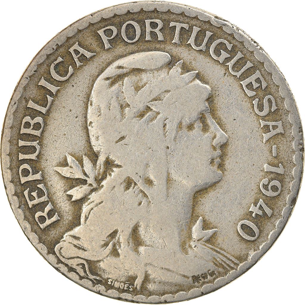 Portugal 1 Escudo Coin | Republica Head | KM578 | 1927 - 1968