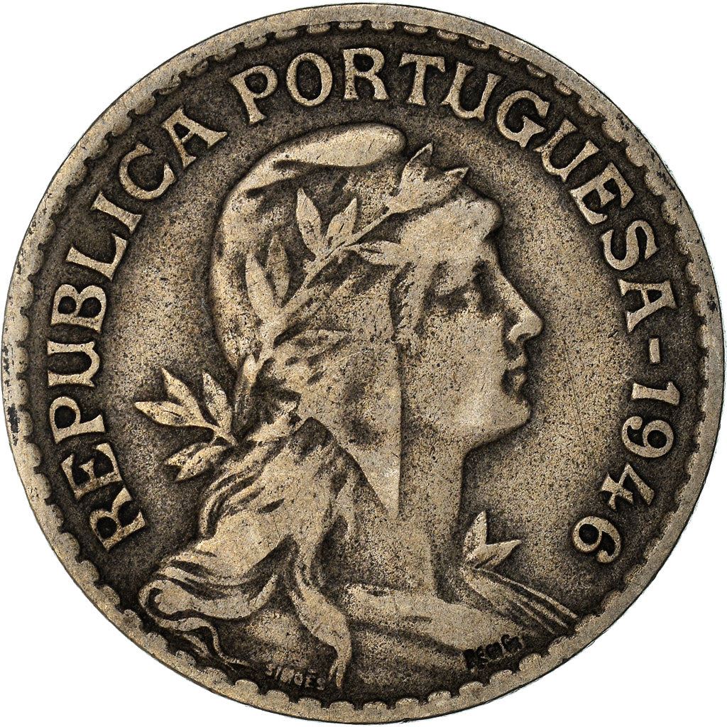 Portugal 1 Escudo Coin | Republica Head | KM578 | 1927 - 1968