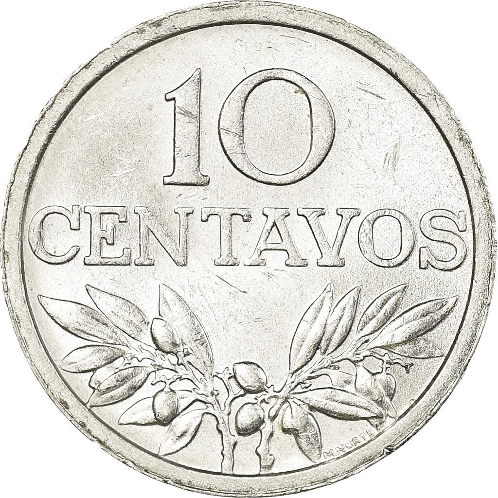 Portugal 10 Centavos Coin | Olive Branch | Cross | KM594 | 1969 - 1979