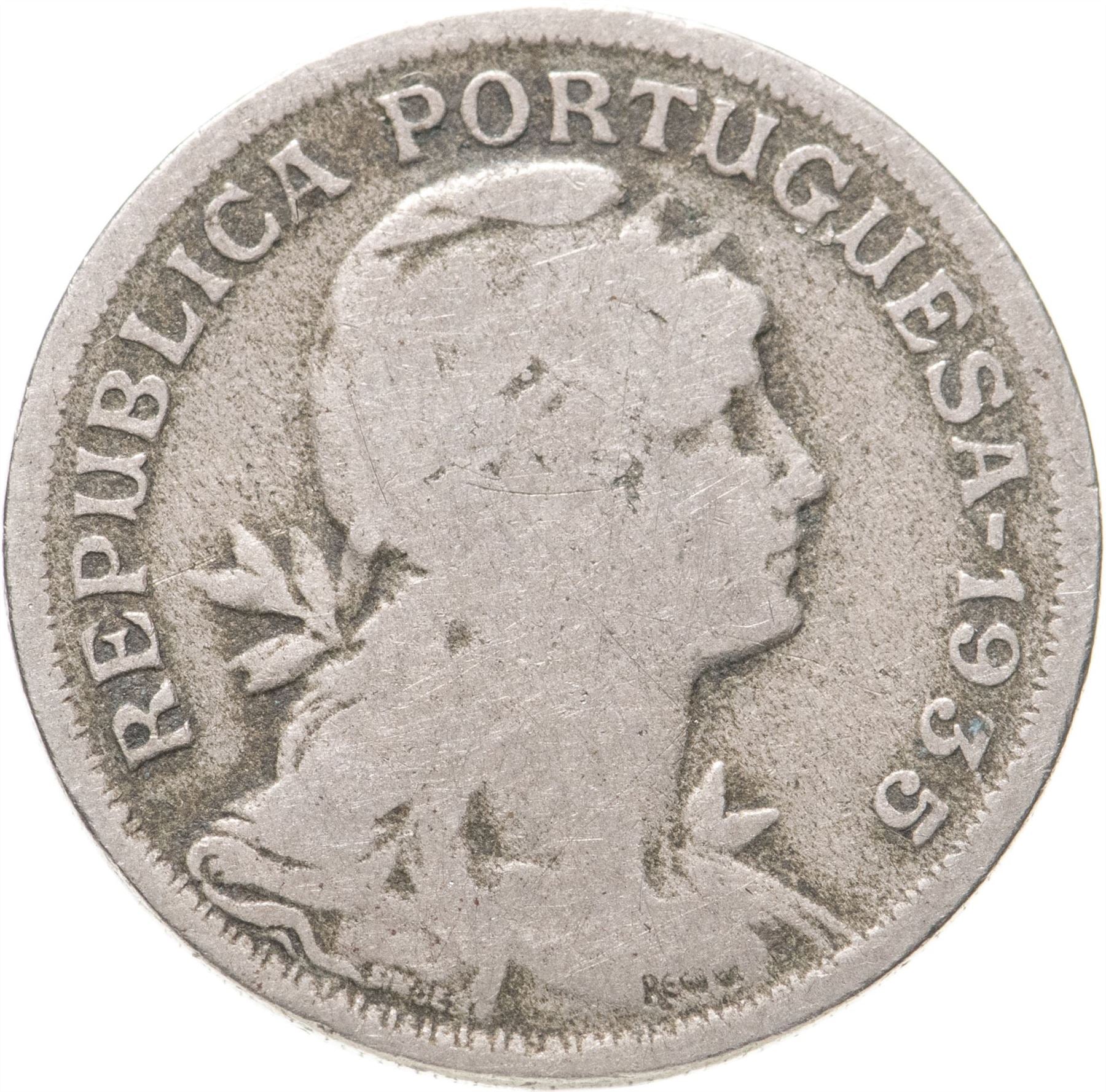 Portugal 50 Centavos Coin | Republic Allegory | KM577 | 1927 - 1968