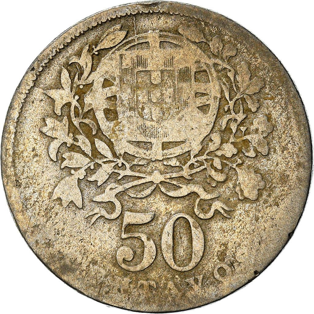 Portugal 50 Centavos Coin | Republic Allegory | KM577 | 1927 - 1968