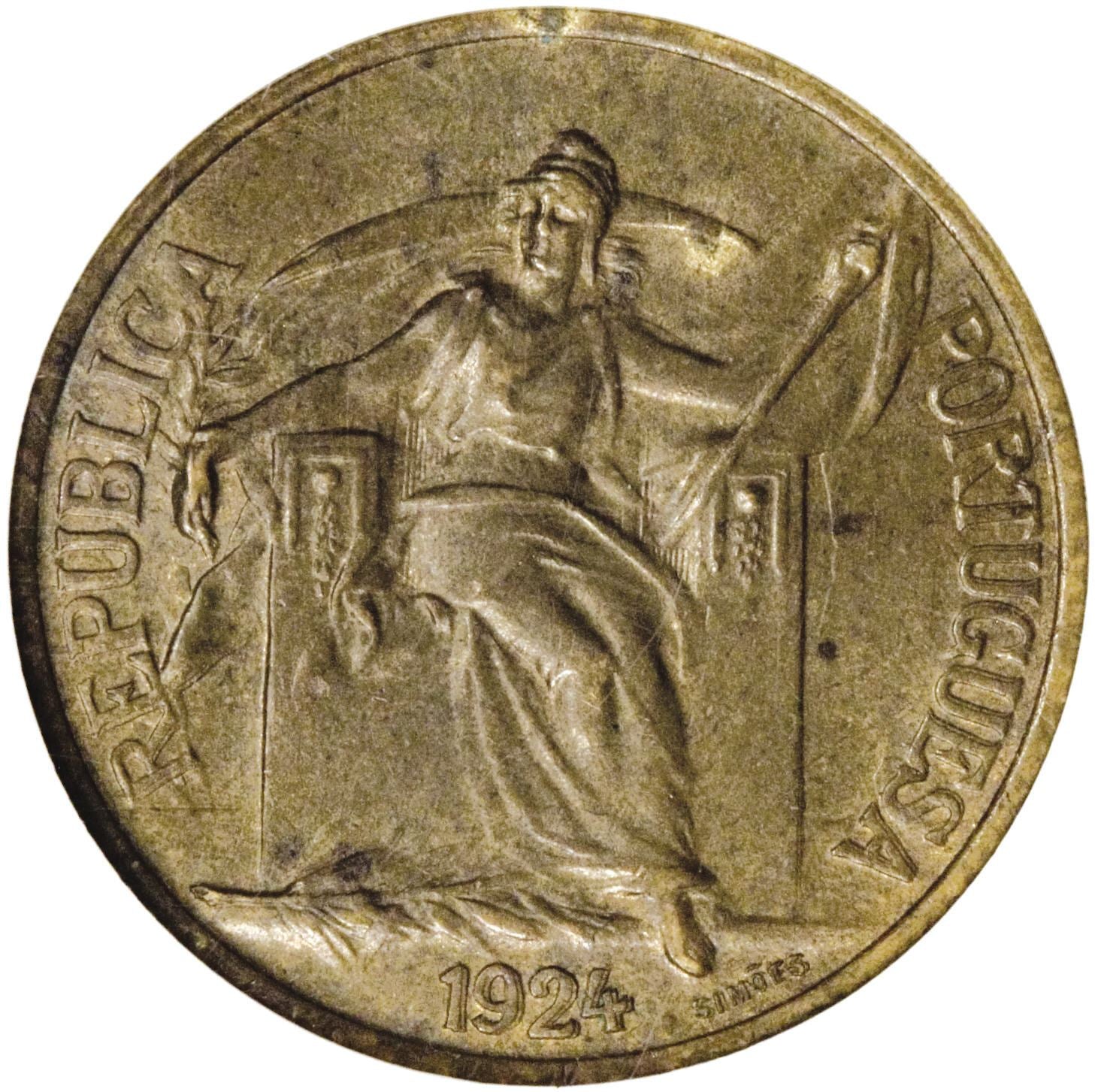 Portugal | 50 Centavos Coin | Republica Hed Allegory | KM575 | 1924 - 1926