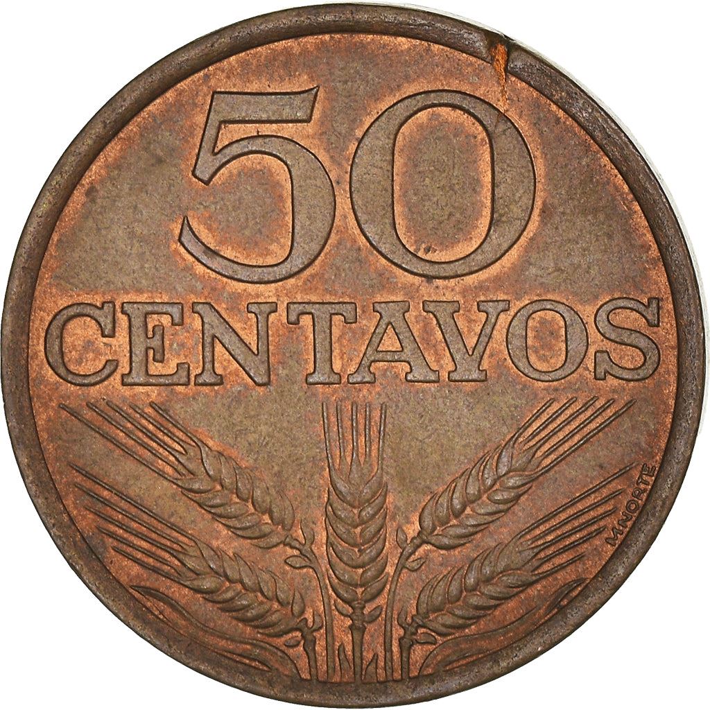 Portugal Coin Portuguese 50 Centavos | Cross | Wheat Ear | KM596 | 1969 - 1979