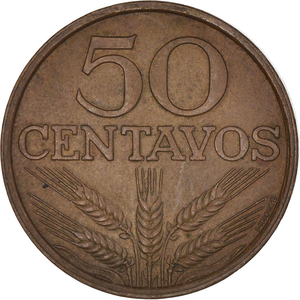 Portugal Coin Portuguese 50 Centavos | Cross | Wheat Ear | KM596 | 1969 - 1979