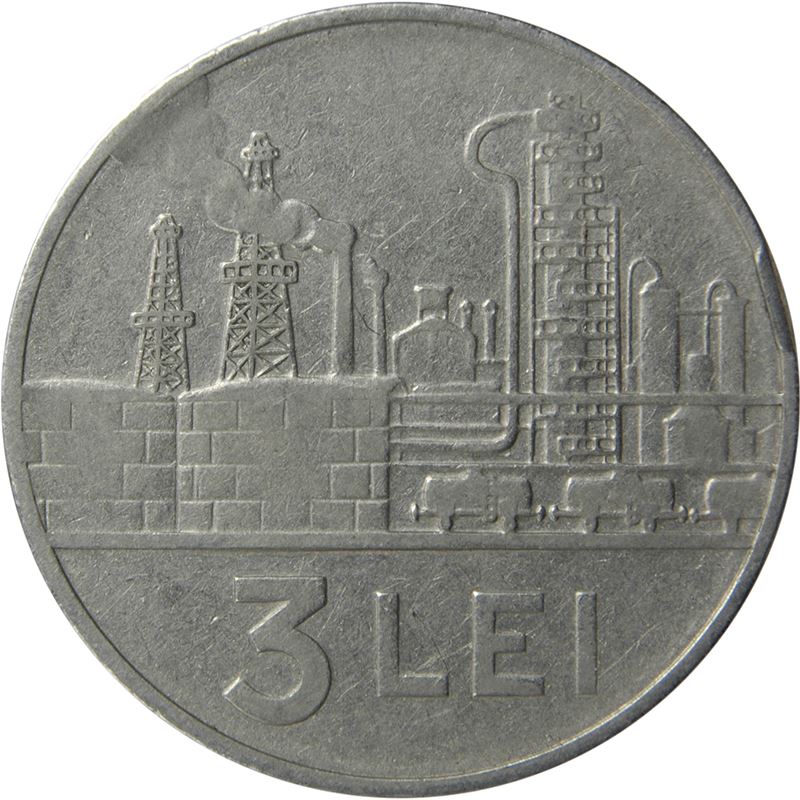 Romania Coin | 3 Lei | Oil Refinery | KM91 | 1963